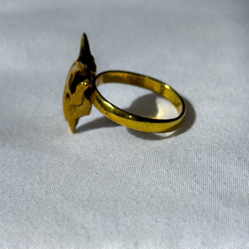 Gold Bull Skull Ring. Sz 8 - Picture 2 of 3